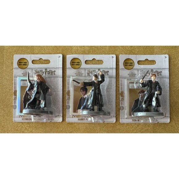 3 Wizarding World Harry Potter Mini Figures & Cards – Harry, Hermione & Ron - Picture 1 of 5